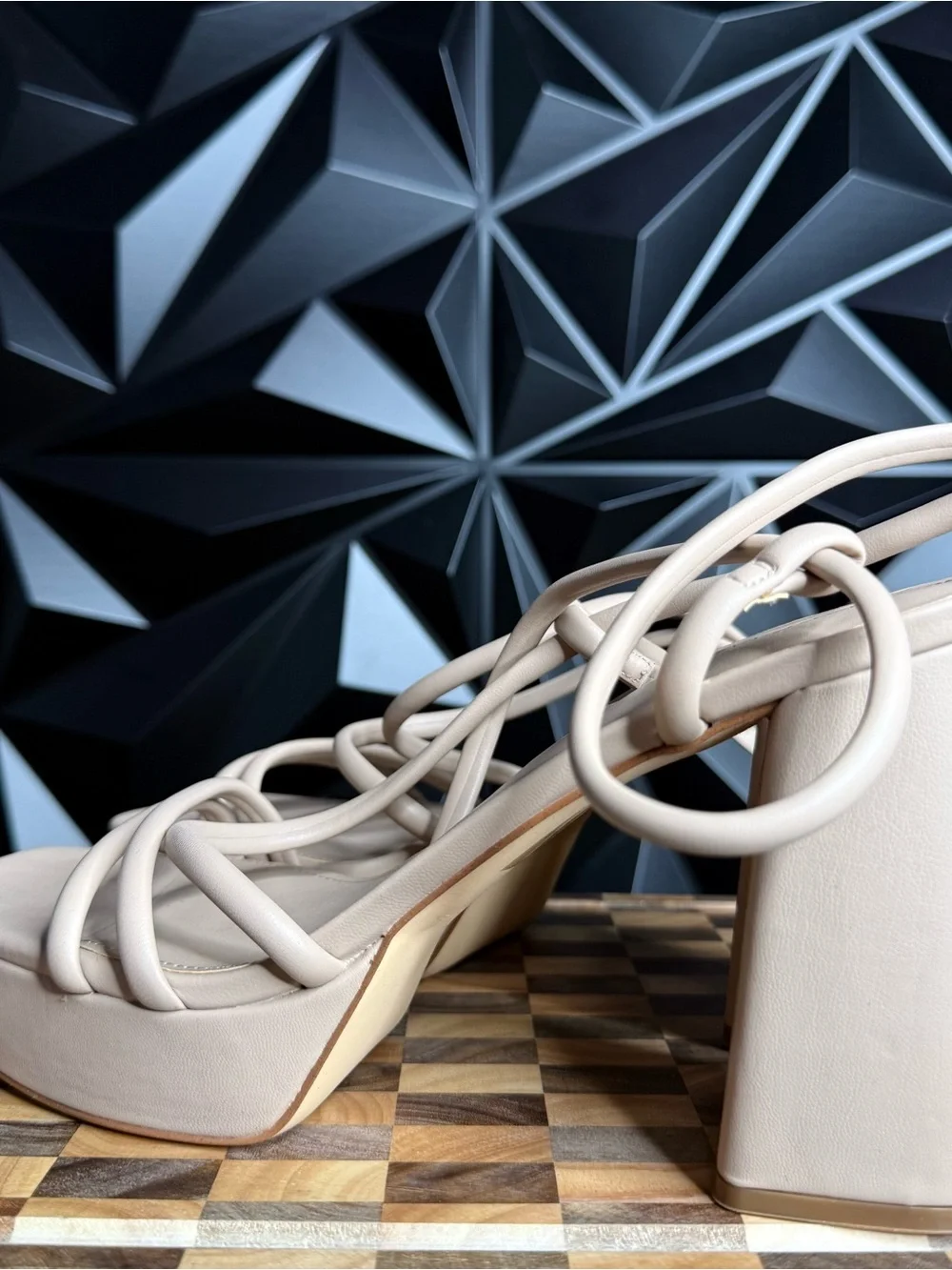 Marc Fisher Women’s Size 11 Beige Strappy Platform Block Heel Sandals NWOB
